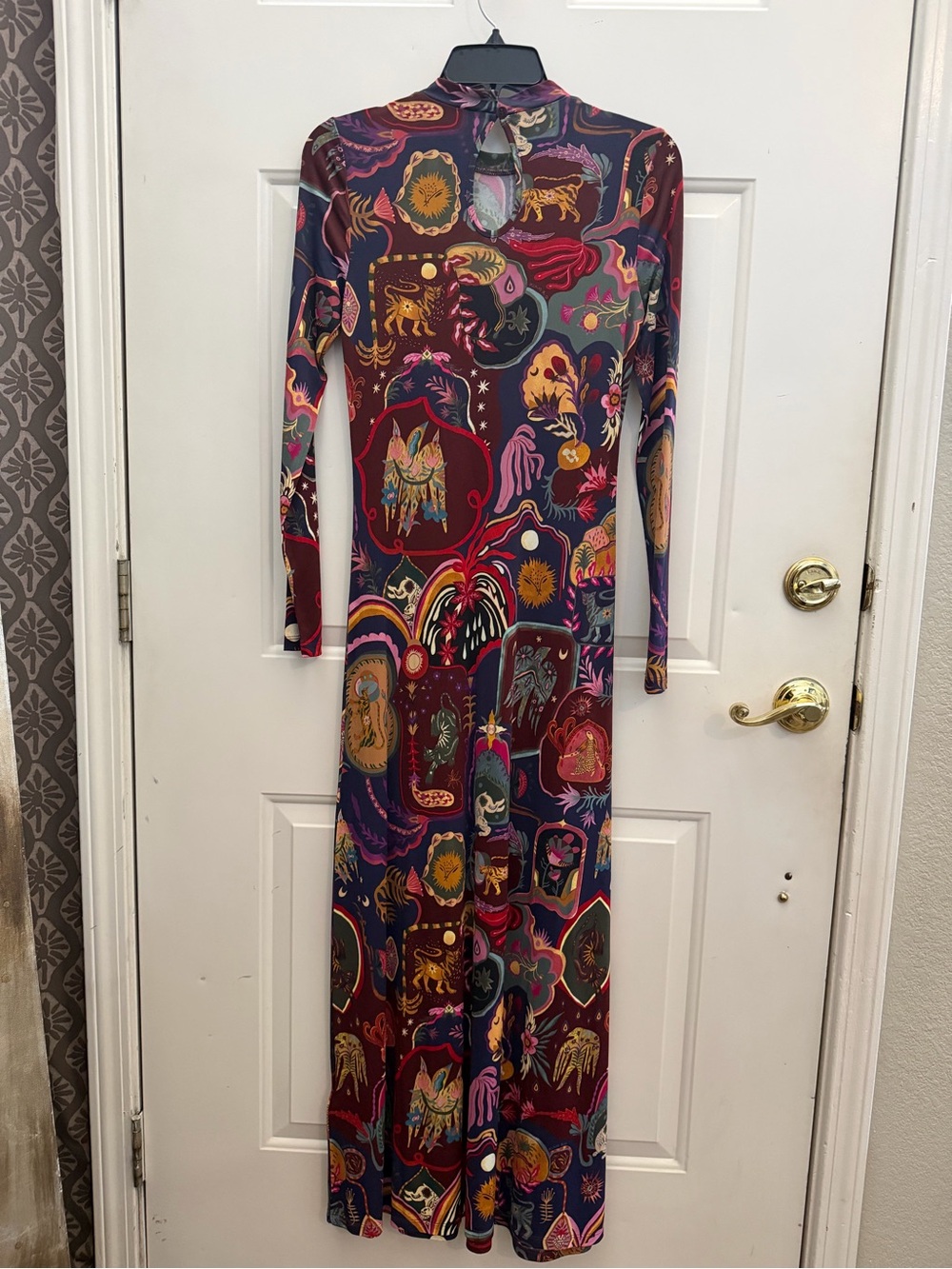 FARM Rio Artsy Surreal Land Long Sleeve Maxi Jersey Dress XS Maximalist - Picture 7 of 8
